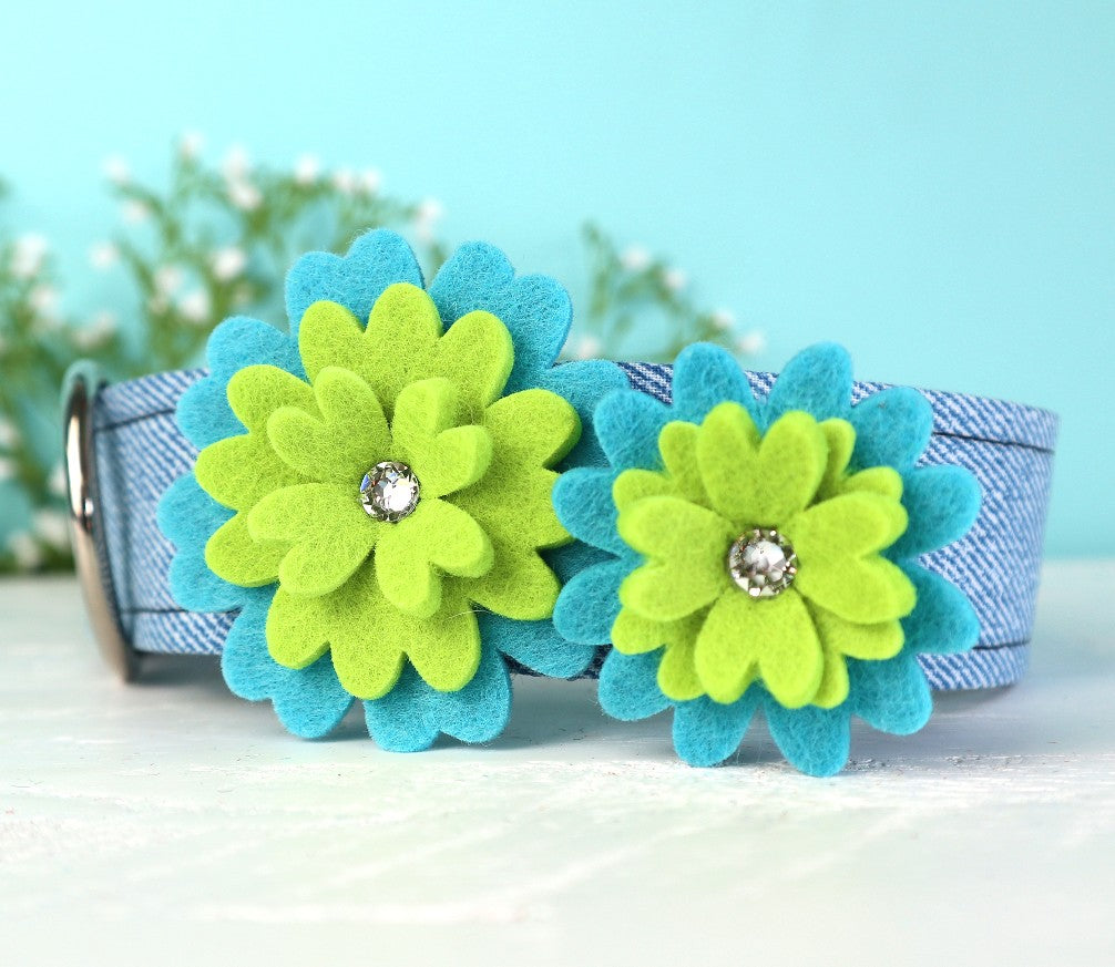 Blue Green Felt Flower